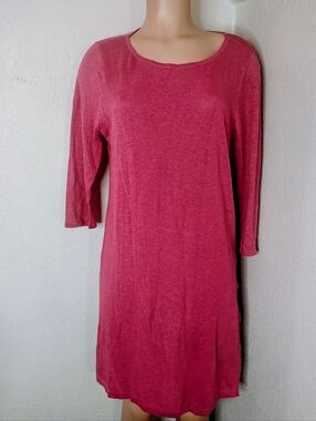 J. Jill Rose Pink Linen Blend Knit Tunic Dress